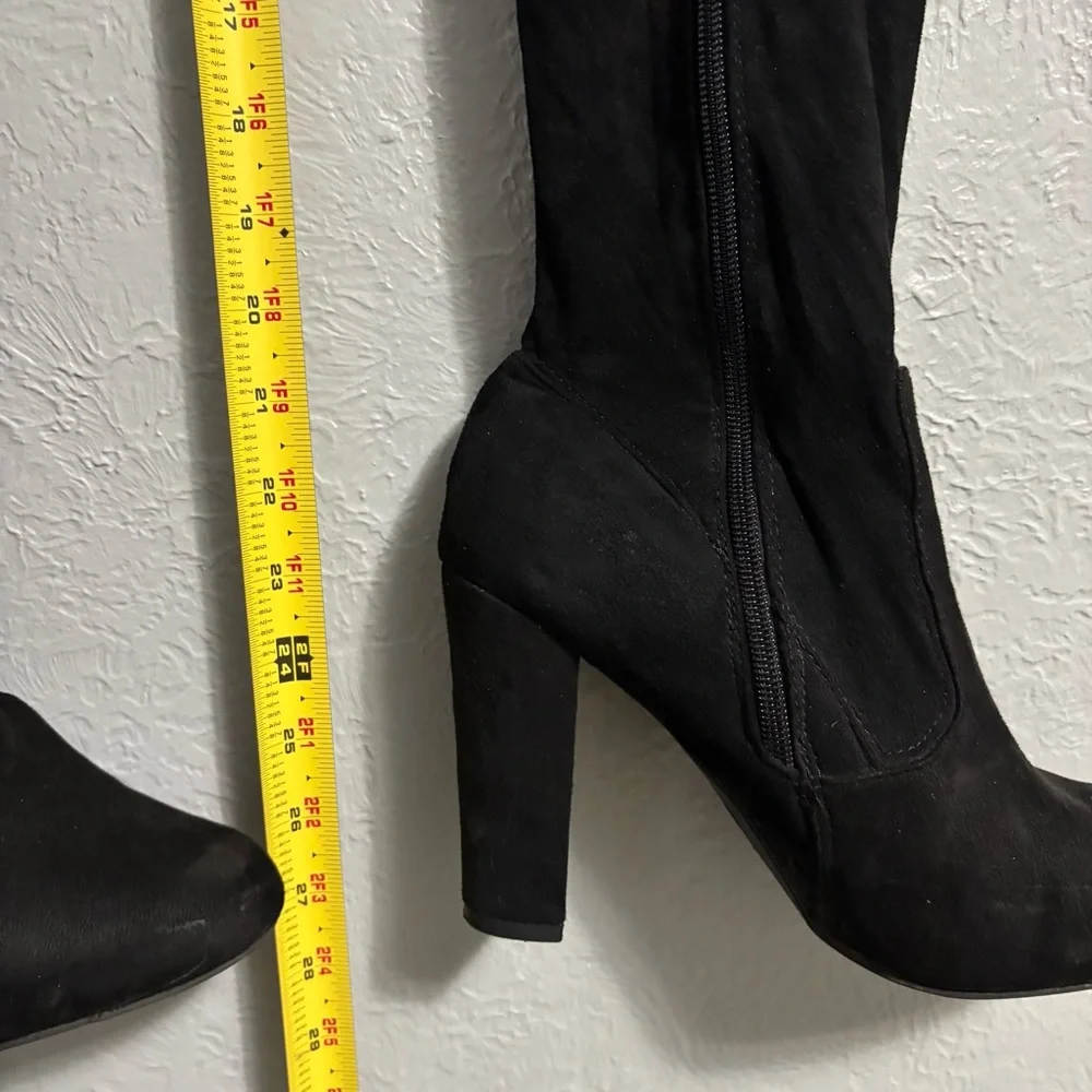 BAMBOO Black Over-the-Knee Boots with Lace Detail